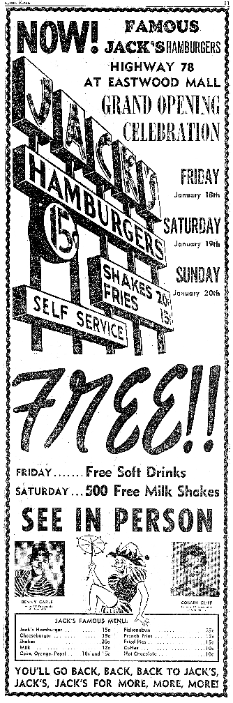 Jack's Grand Opening - January 1963 (click for larger image)